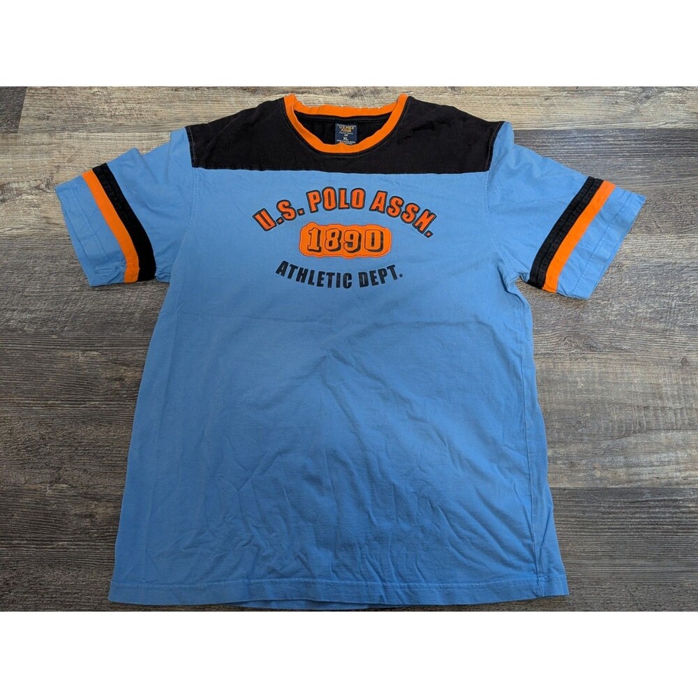 Vintage Y2K U.S. Polo Assn. Athletic Colorblock T Shirt XL Blue Orange